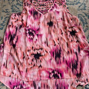 Zac and Rachel Women’s‎ V neck High Low Tank Top Pi